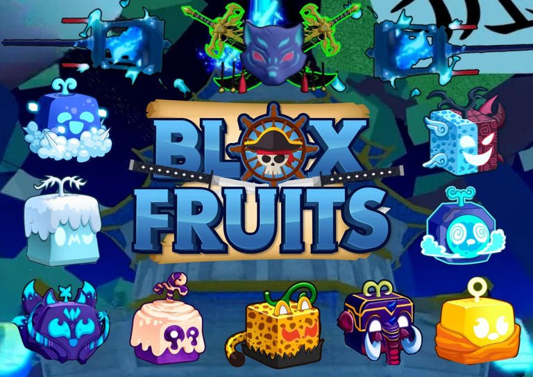 Tienda virtual de Blox Fruits en Roblox con frutas míticas, espadas legendarias y accesorios exclusivos para jugadores.