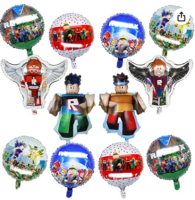 Decoración de cumpleaños de Roblox con globos y temática gamer 2025